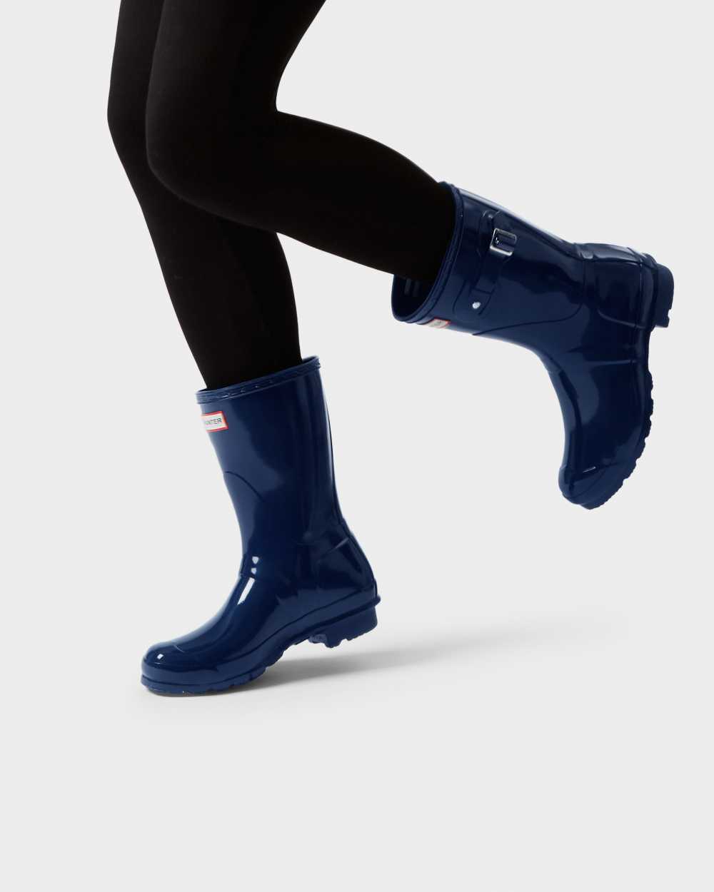 Hunter Original Short Gloss Mid-Calf Women's Rain Boots NZ-92273T Navy